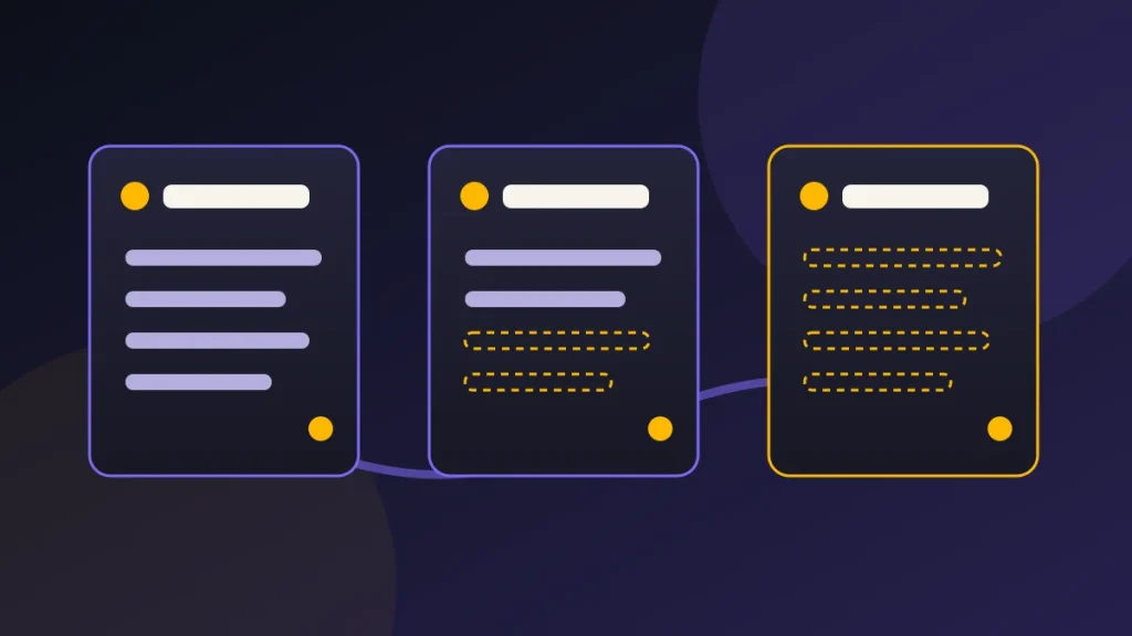 A sequence of learning cards with fewer completed steps on each card.